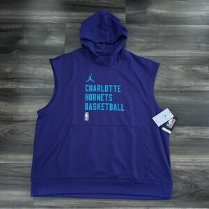 Jordan Charlotte Hornets Sleeveless Hoodie Mens 2XL Team Issued Purple NBA NWT